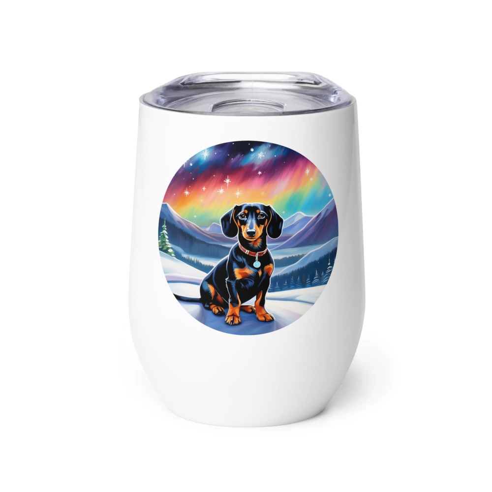 PugMug Custom Black Dachshund Wine Tumbler