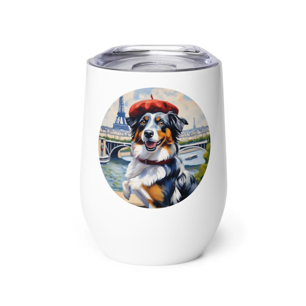 PugMug Custom Australian Shepherd Dog Wine Tumbler