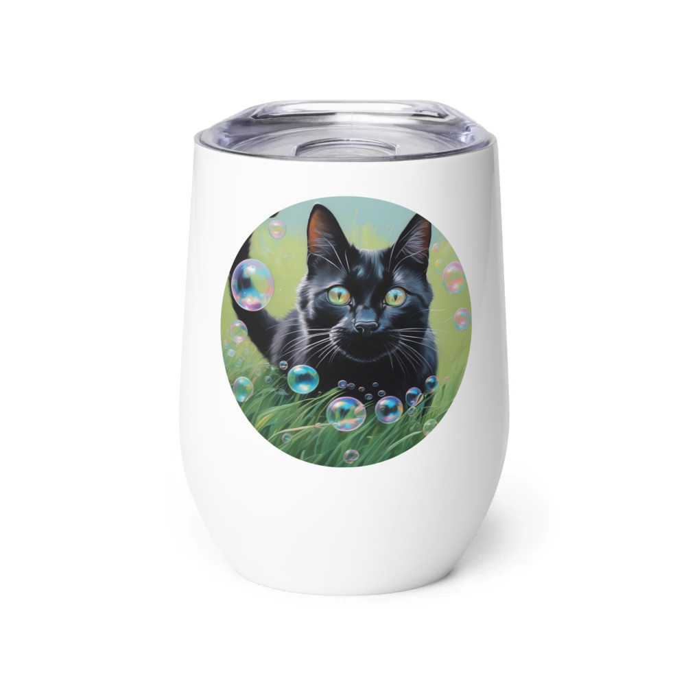 PugMug Custom Black Companion Cat Wine Tumbler