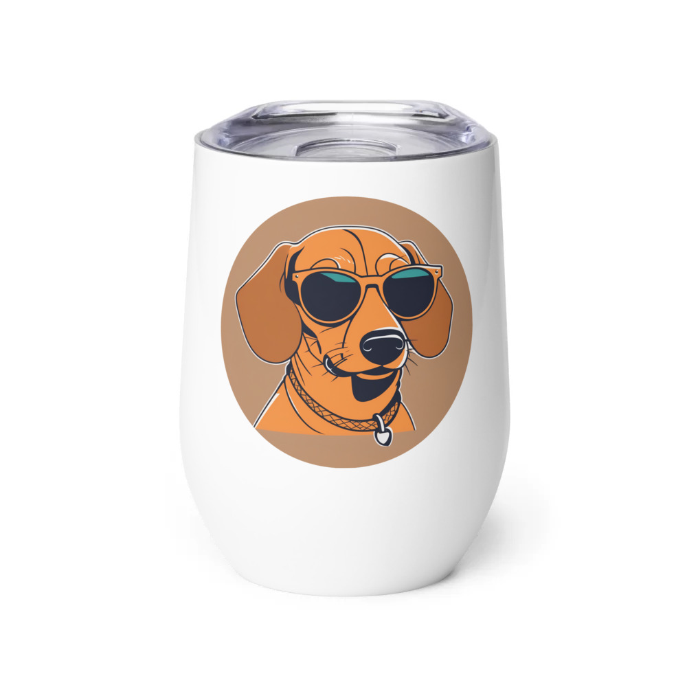 PugMug Custom Tan Dachshund Wine Tumbler