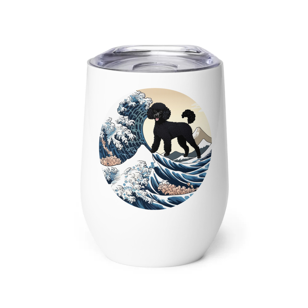 PugMug Custom Black Poodle Wine Tumbler