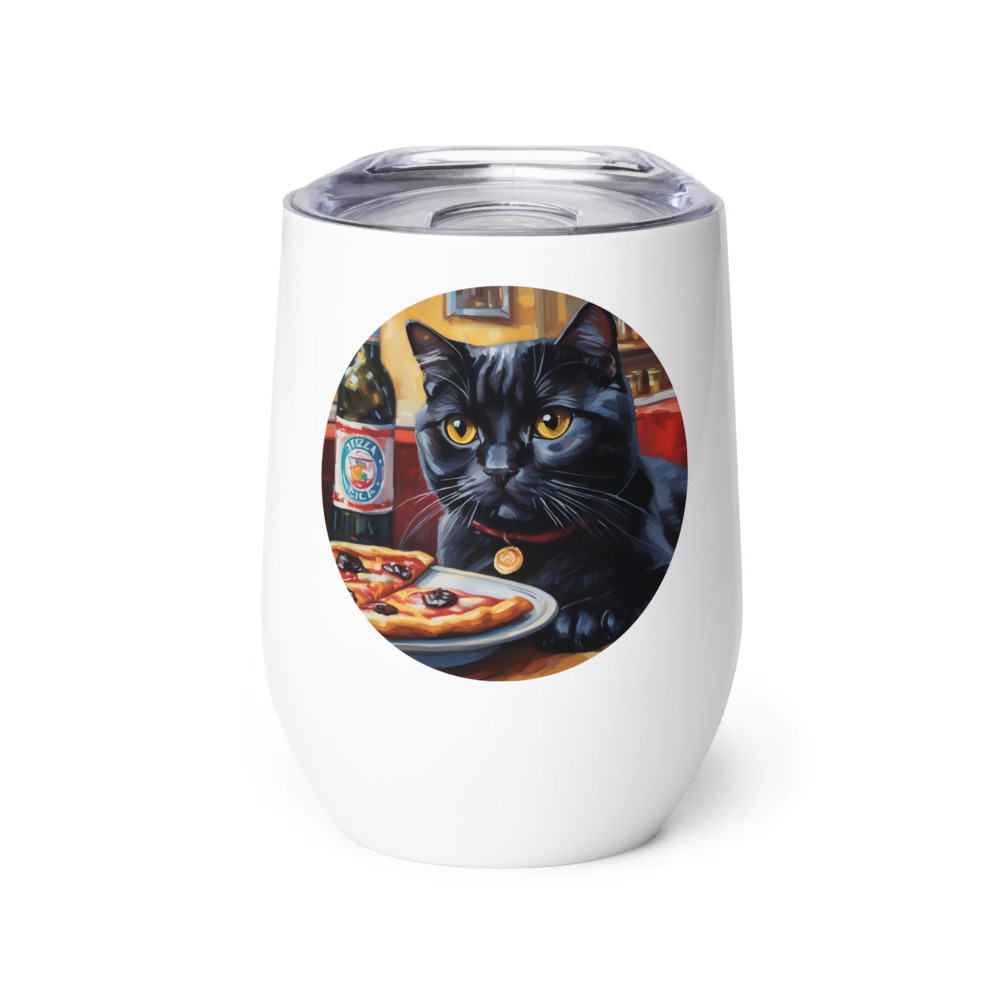 PugMug Custom Black Scottish Fold Cat Wine Tumbler