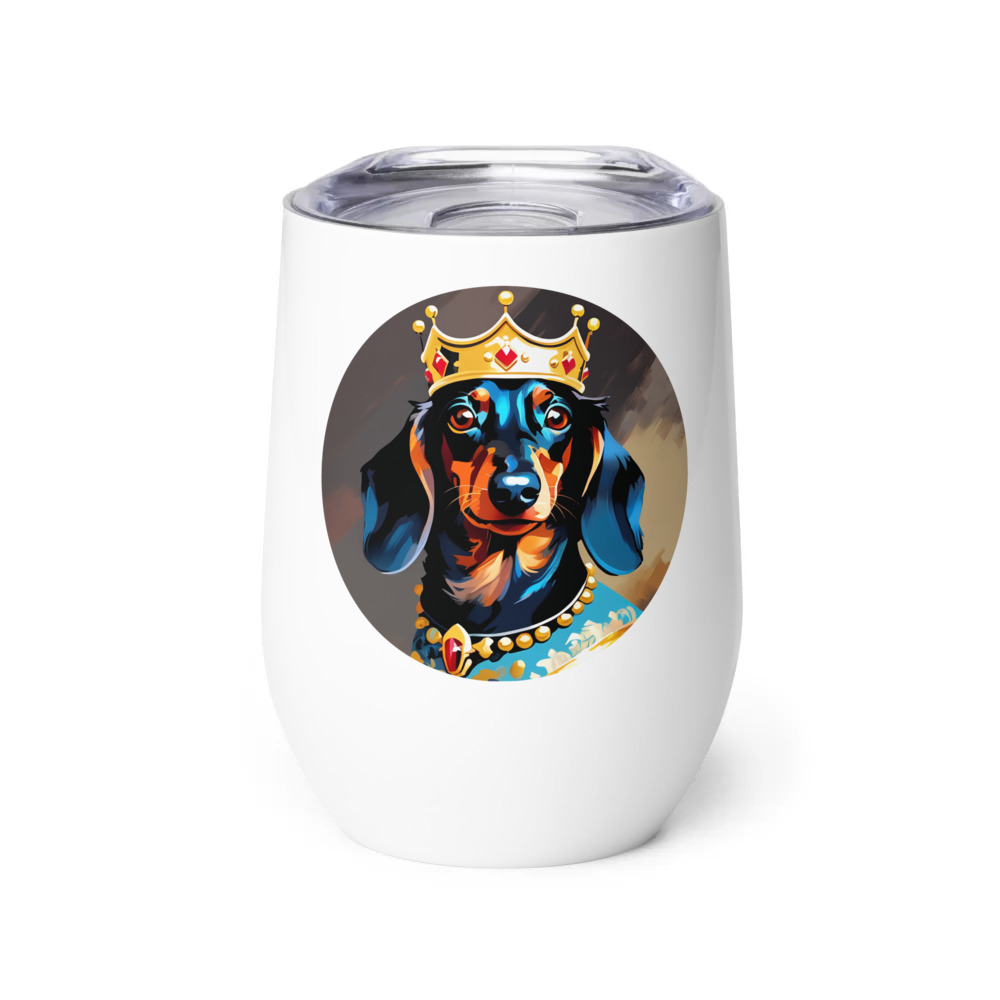 PugMug Custom Black Dachshund Wine Tumbler