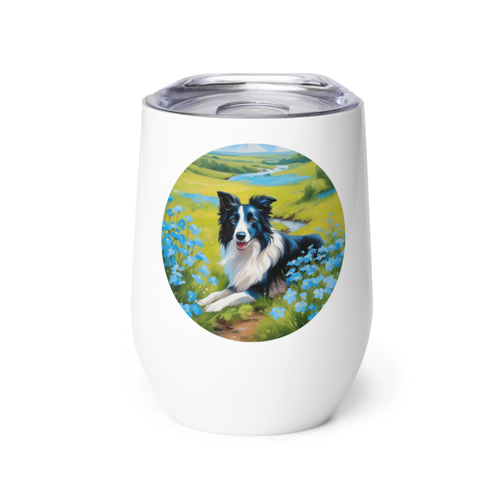 PugMug Custom Border Collie Wine Tumbler
