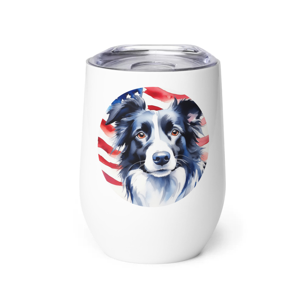 PugMug Custom Border Collie Wine Tumbler