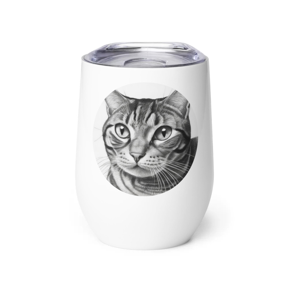 PugMug Custom Tabby American Shorthair Cat Wine Tumbler
