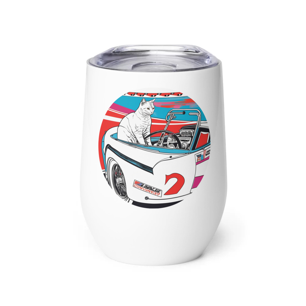 PugMug Custom White Companion Cat Wine Tumbler