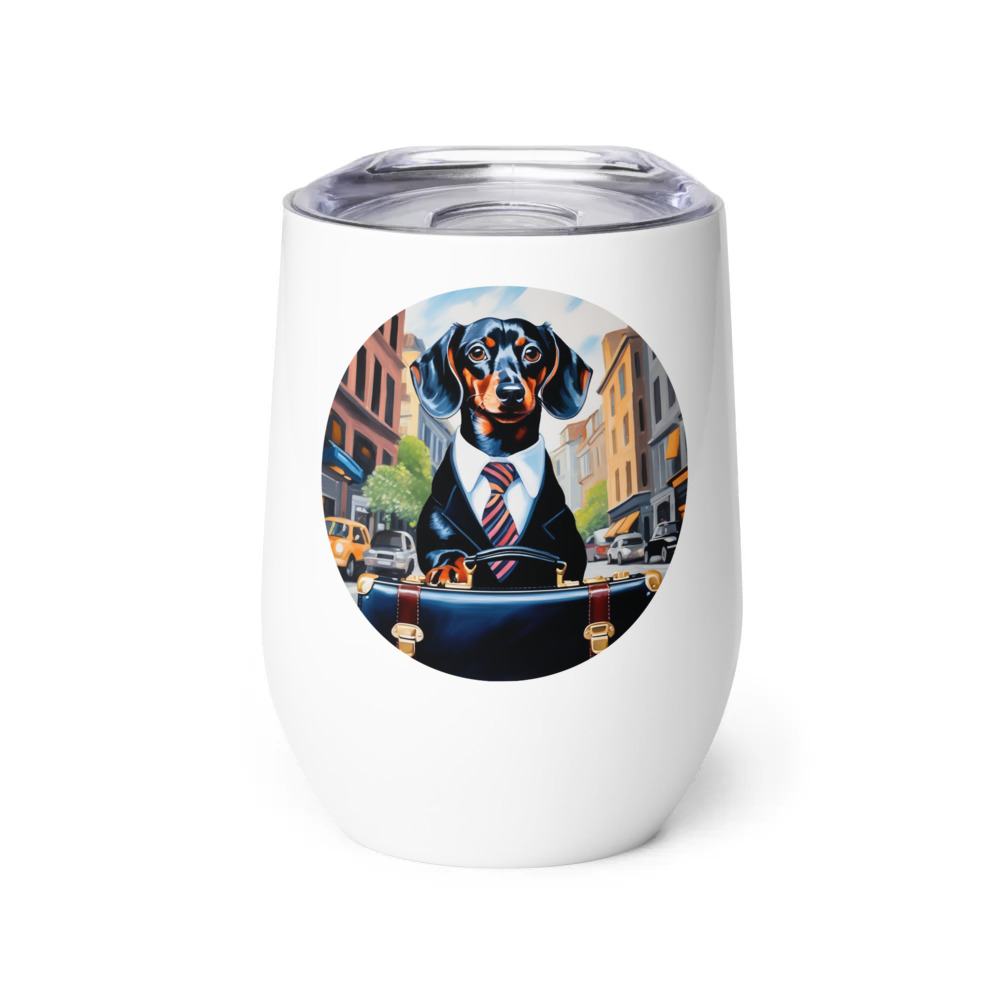 PugMug Custom Black Dachshund Wine Tumbler