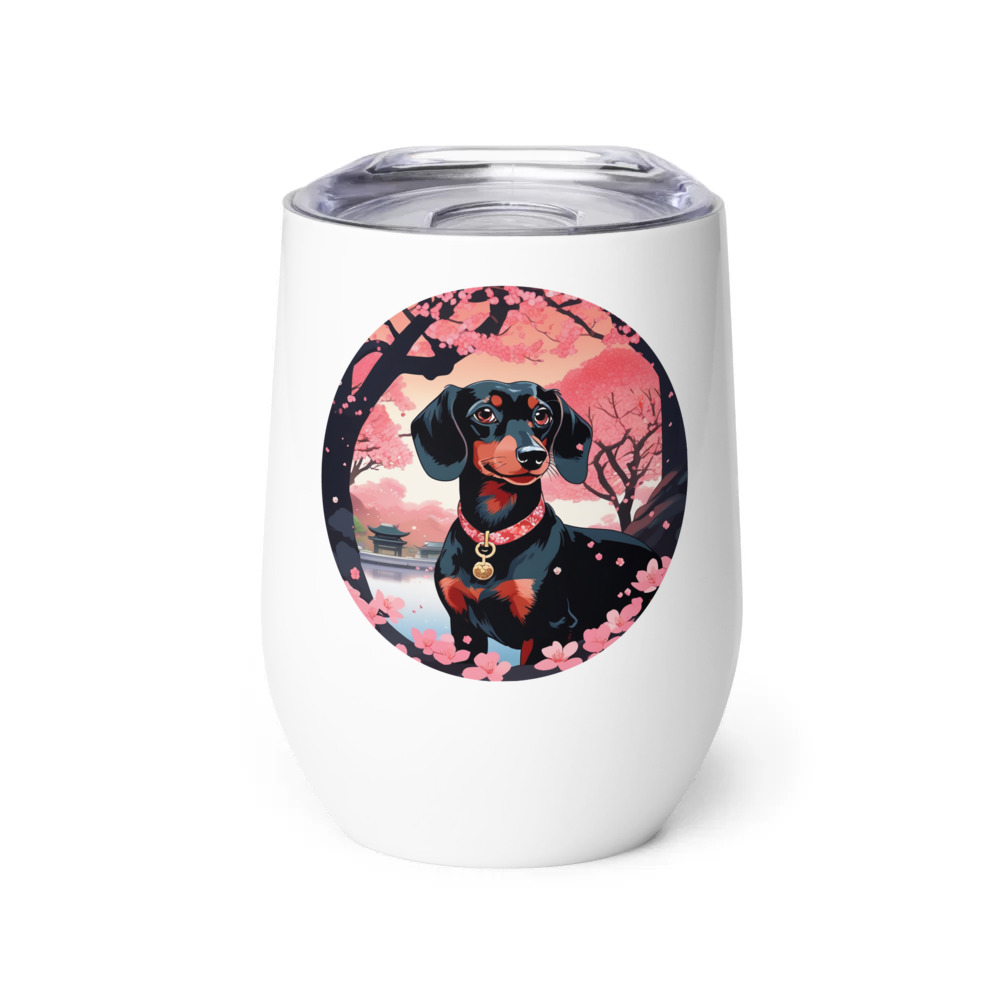 PugMug Custom Black Dachshund Wine Tumbler