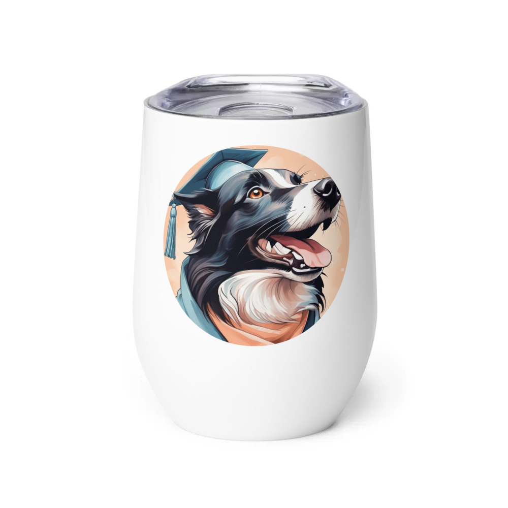 PugMug Custom Border Collie Wine Tumbler