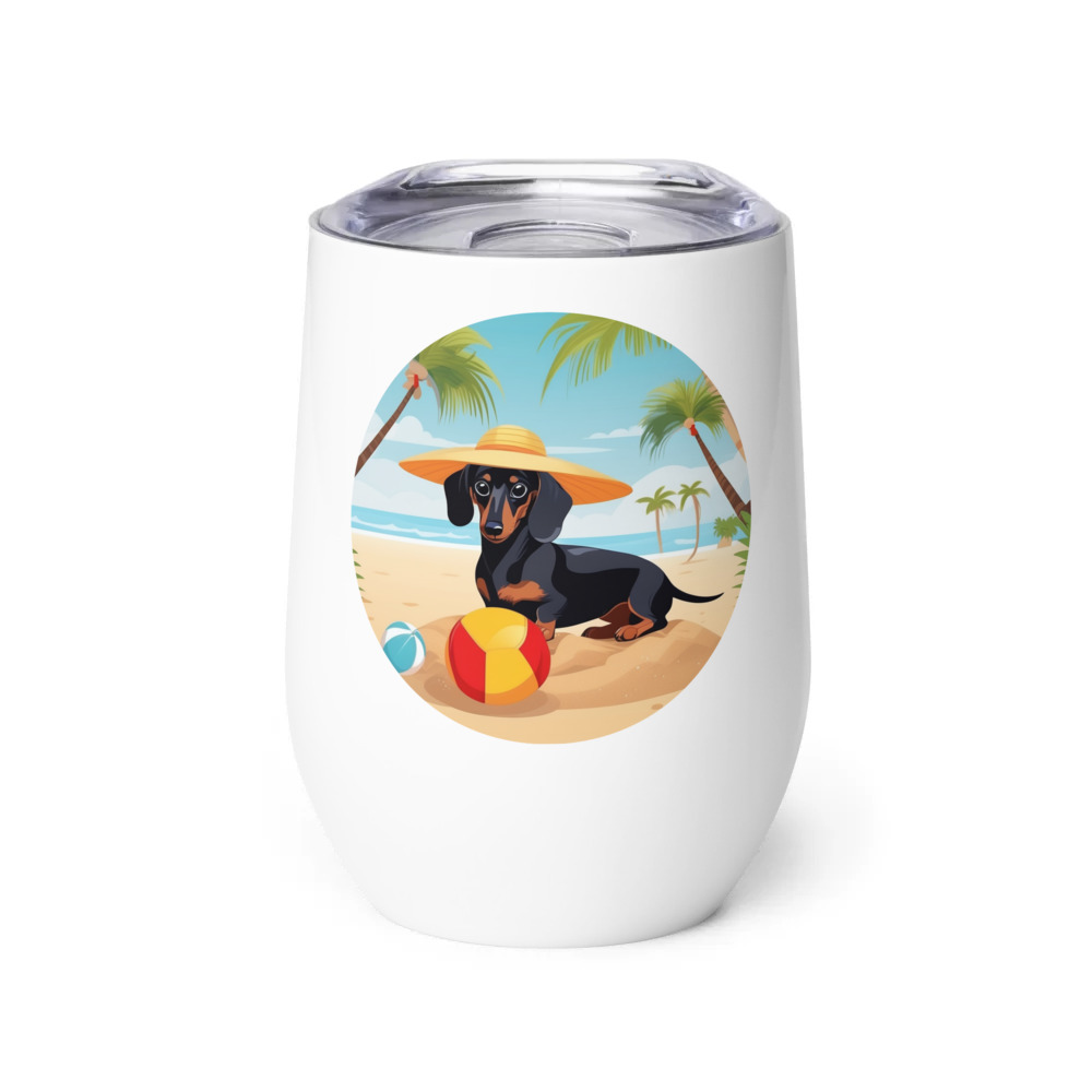 PugMug Custom Black Dachshund Wine Tumbler