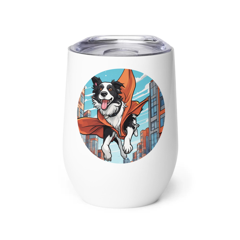 PugMug Custom Border Collie Wine Tumbler