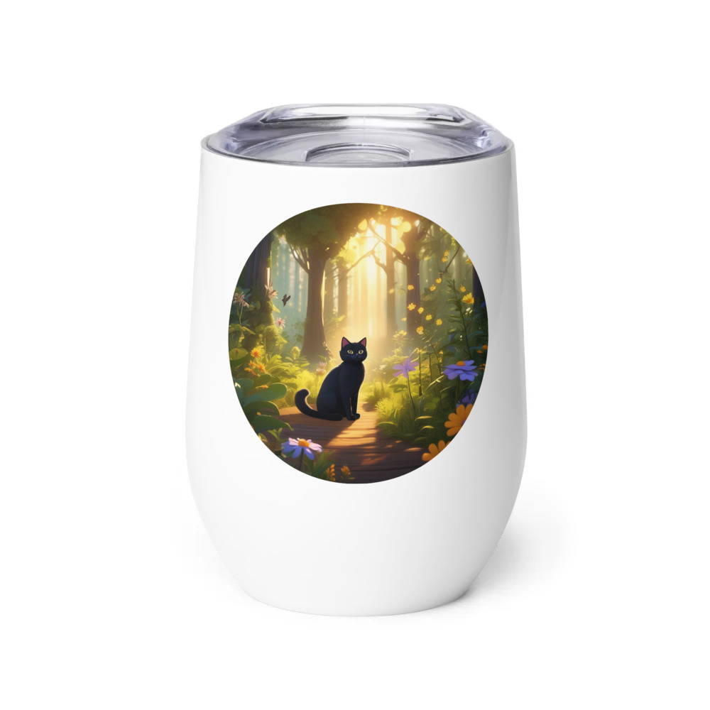 PugMug Custom Black Companion Cat Wine Tumbler