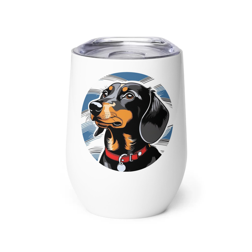 PugMug Custom Black Dachshund Wine Tumbler