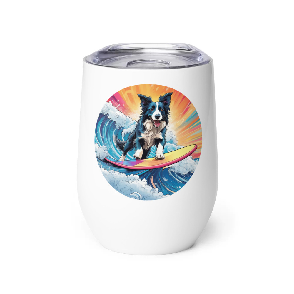 PugMug Custom Border Collie Wine Tumbler
