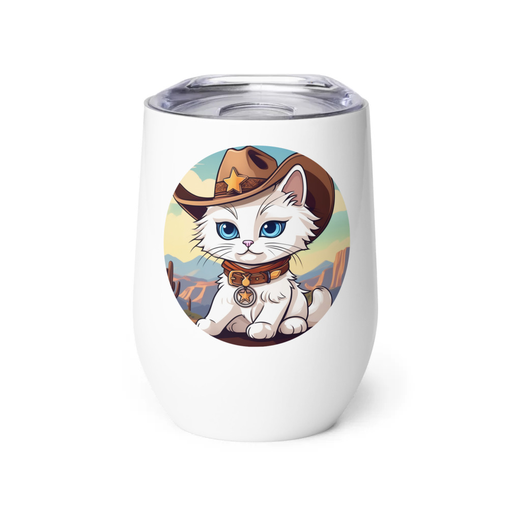PugMug Custom White Ragdoll Cat Wine Tumbler