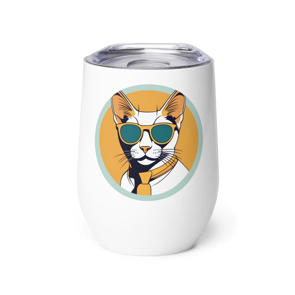 PugMug Custom White Abyssinian Cat Wine Tumbler