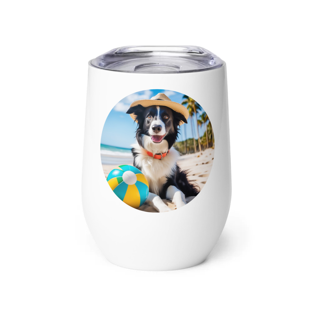 PugMug Custom Border Collie Wine Tumbler