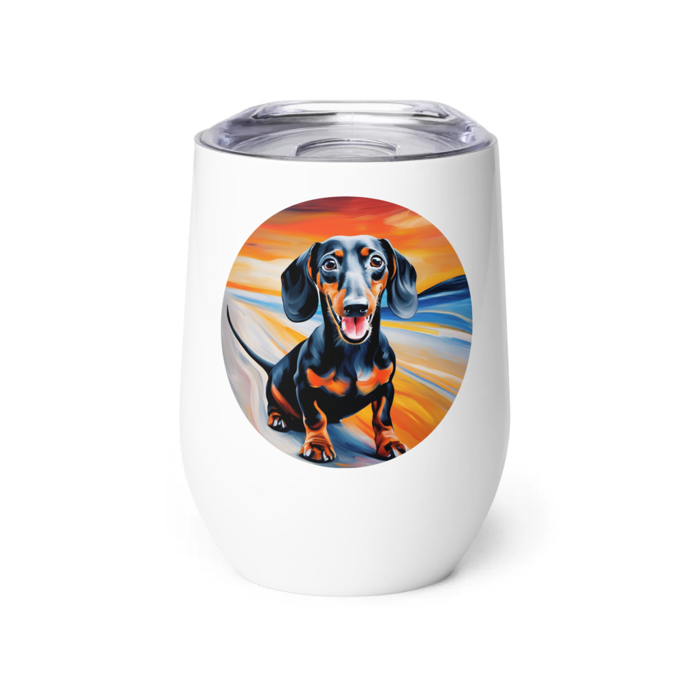 PugMug Custom Black Dachshund Wine Tumbler