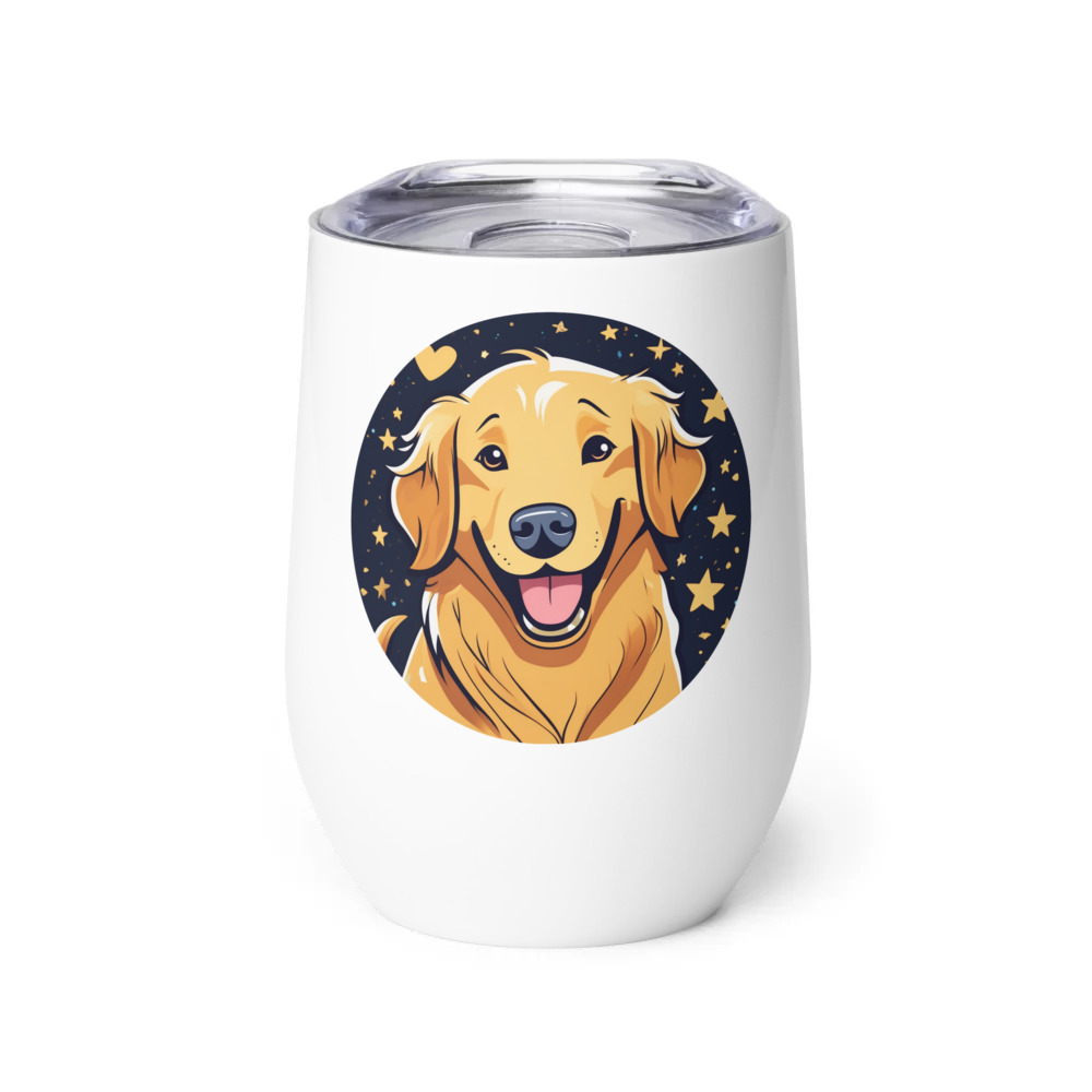PugMug Custom Golden Retriever Wine Tumbler