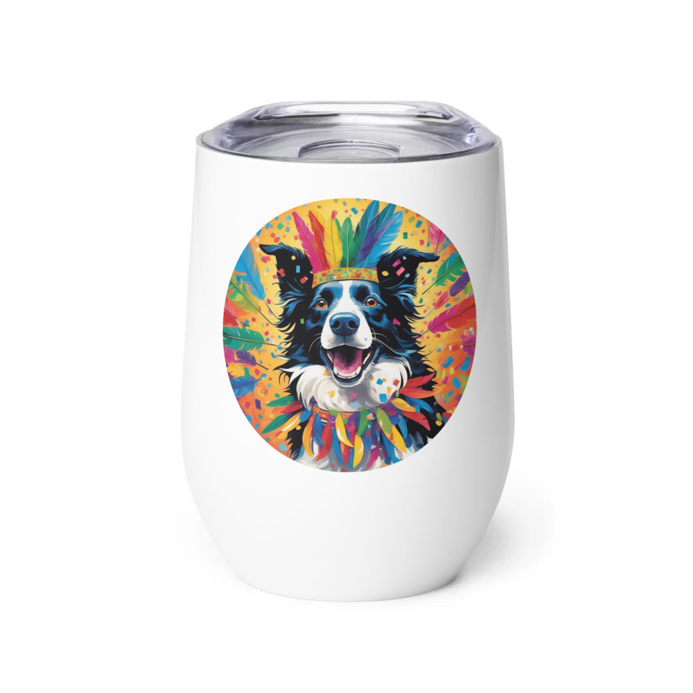 PugMug Custom Border Collie Wine Tumbler