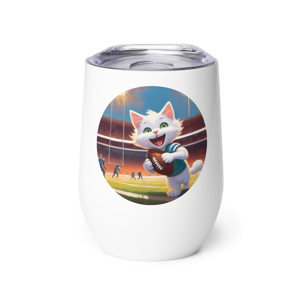 PugMug Custom White Companion Cat Wine Tumbler