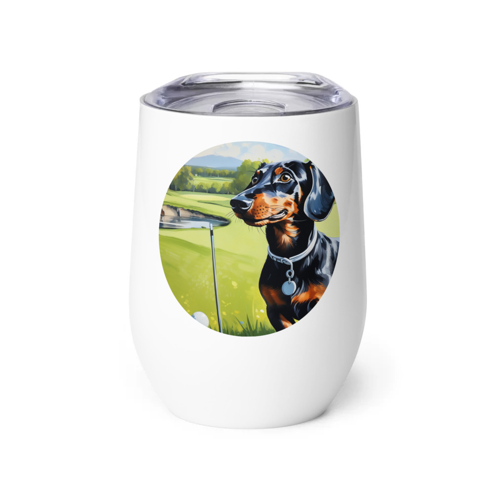 PugMug Custom Black Dachshund Wine Tumbler