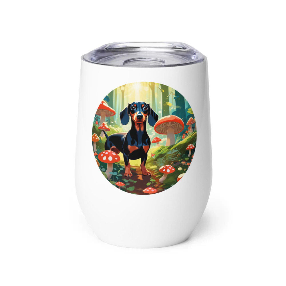 PugMug Custom Black Dachshund Wine Tumbler