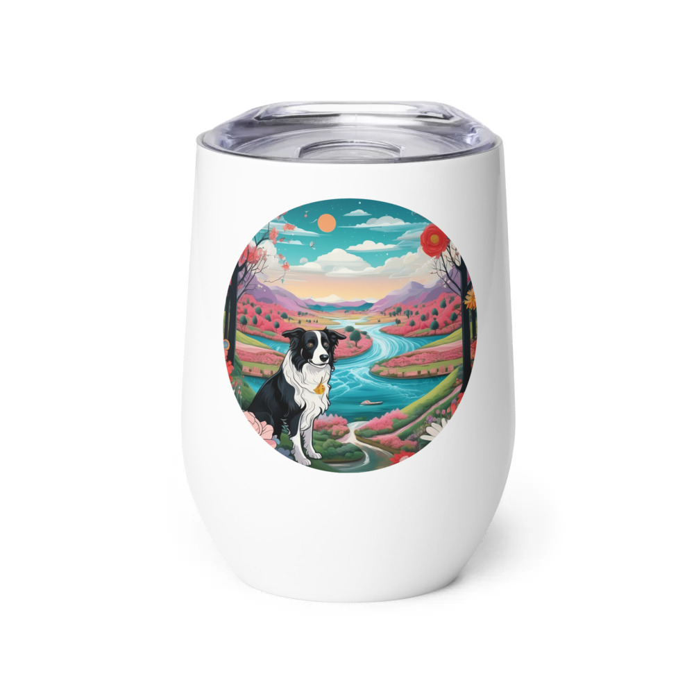 PugMug Custom Border Collie Wine Tumbler