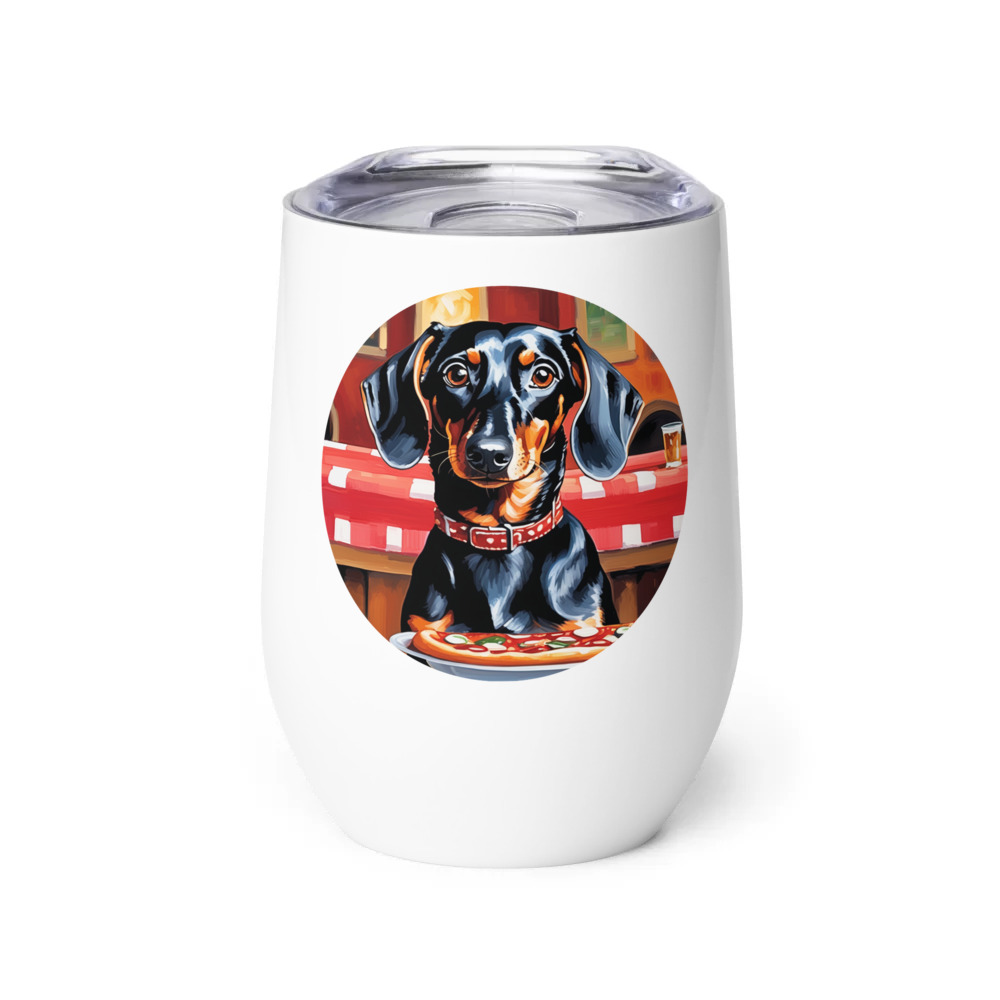PugMug Custom Black Dachshund Wine Tumbler