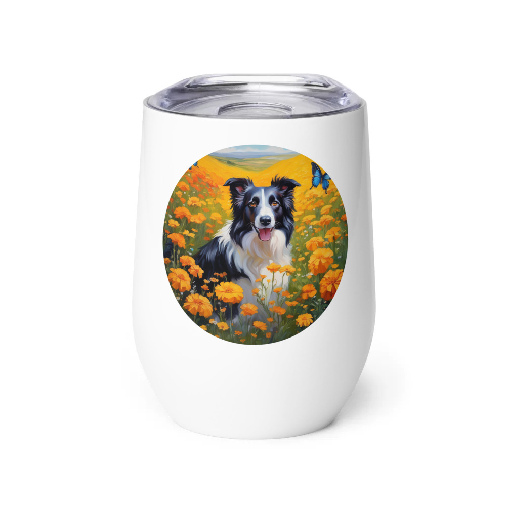 PugMug Custom Border Collie Wine Tumbler