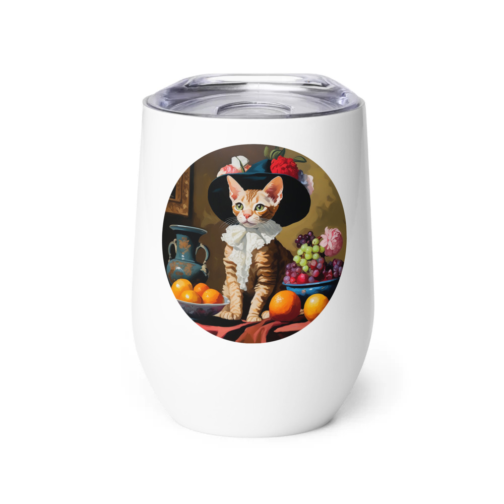 PugMug Custom Tabby Devon Rex Cat Wine Tumbler