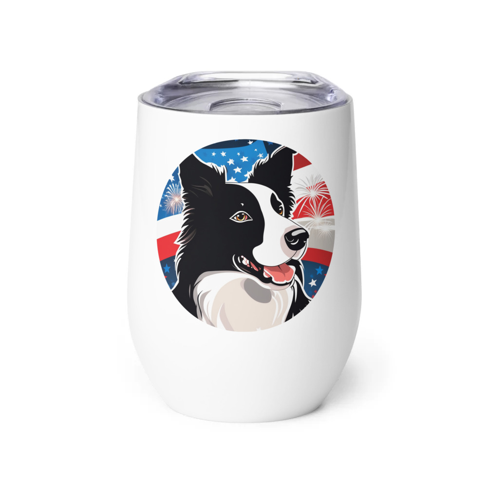 PugMug Custom Border Collie Wine Tumbler