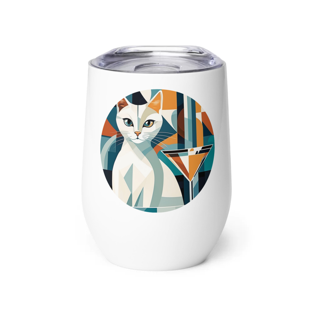 PugMug Custom White Companion Cat Wine Tumbler