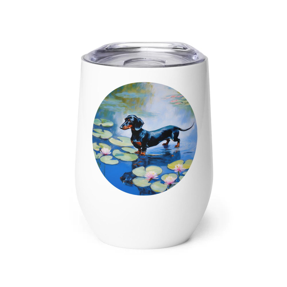 PugMug Custom Black Dachshund Wine Tumbler