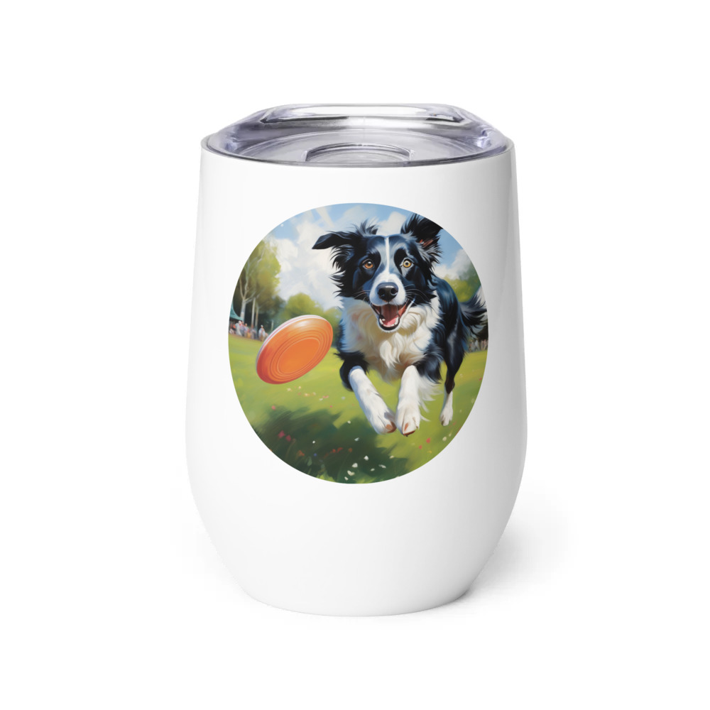 PugMug Custom Border Collie Wine Tumbler