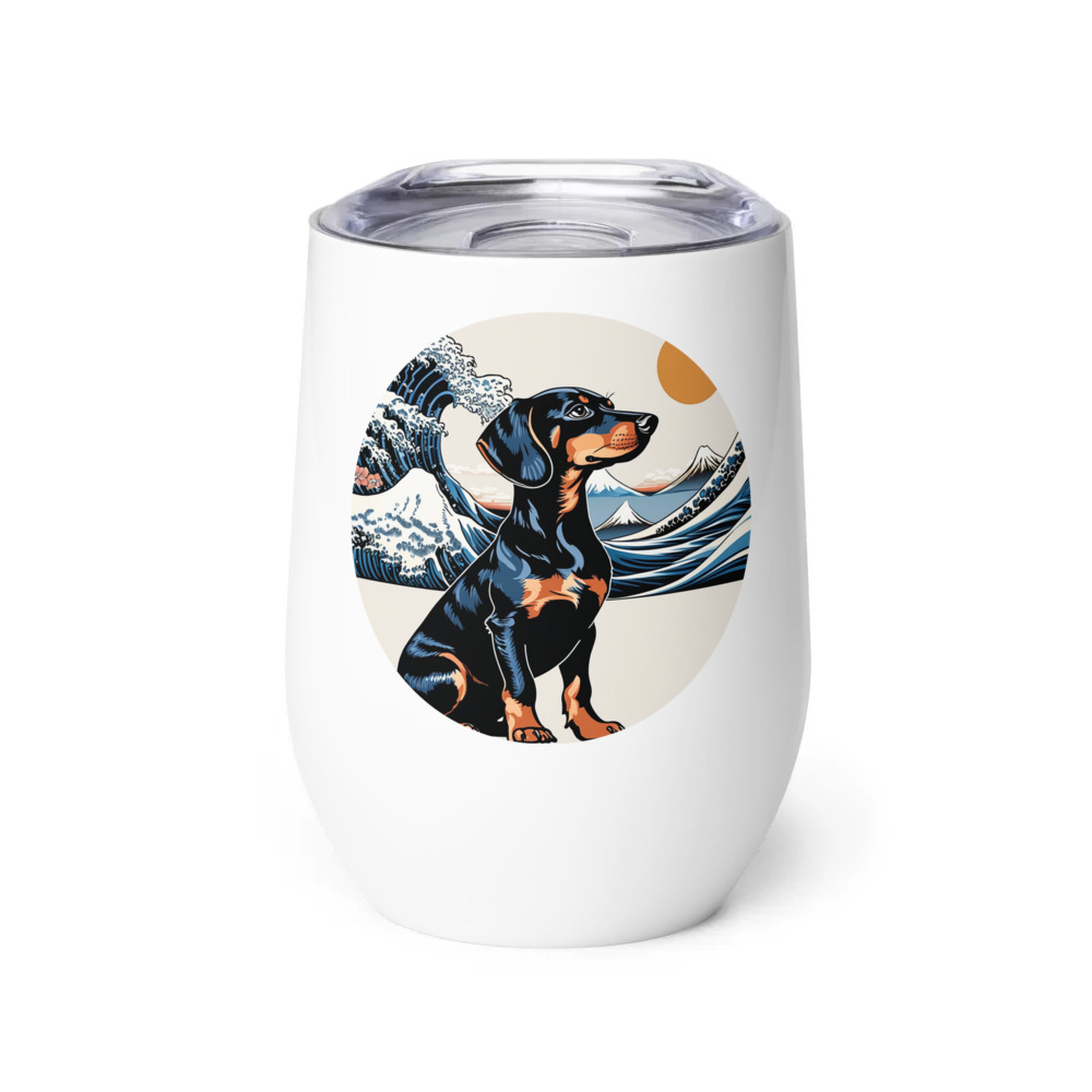 PugMug Custom Black Dachshund Wine Tumbler