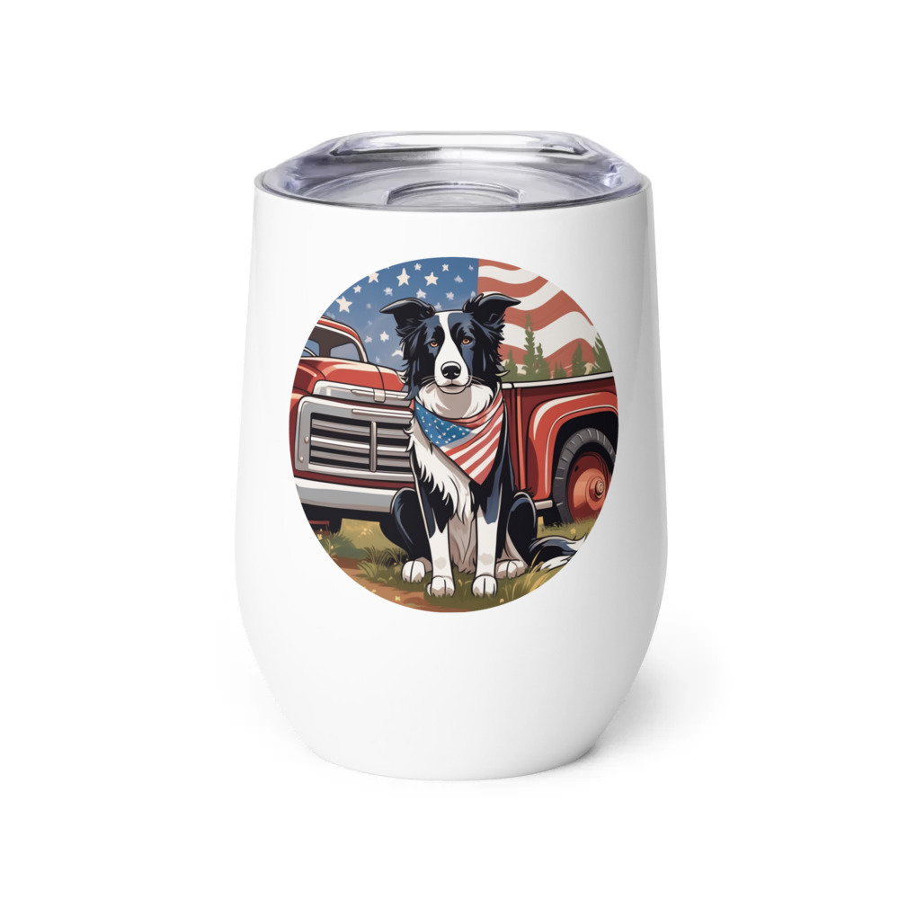 PugMug Custom Border Collie Wine Tumbler