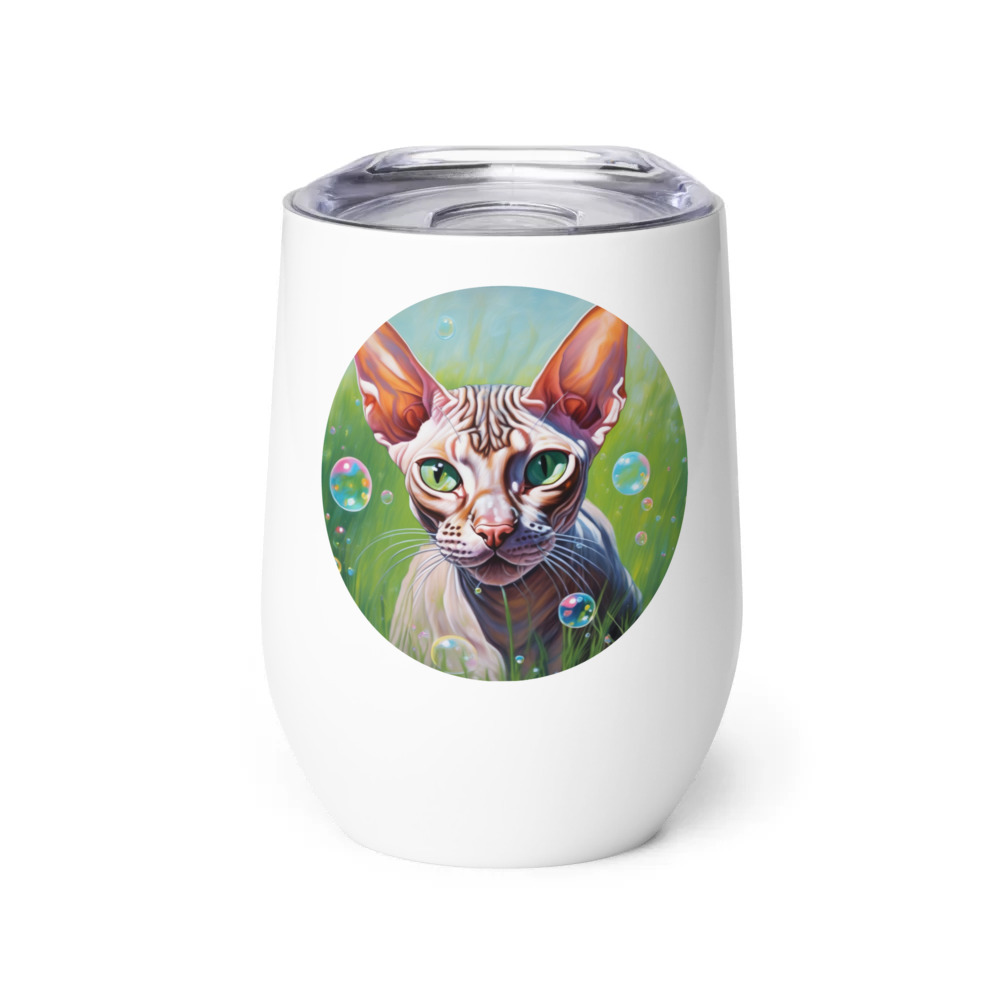 PugMug Custom Tabby Sphynx Cat Wine Tumbler