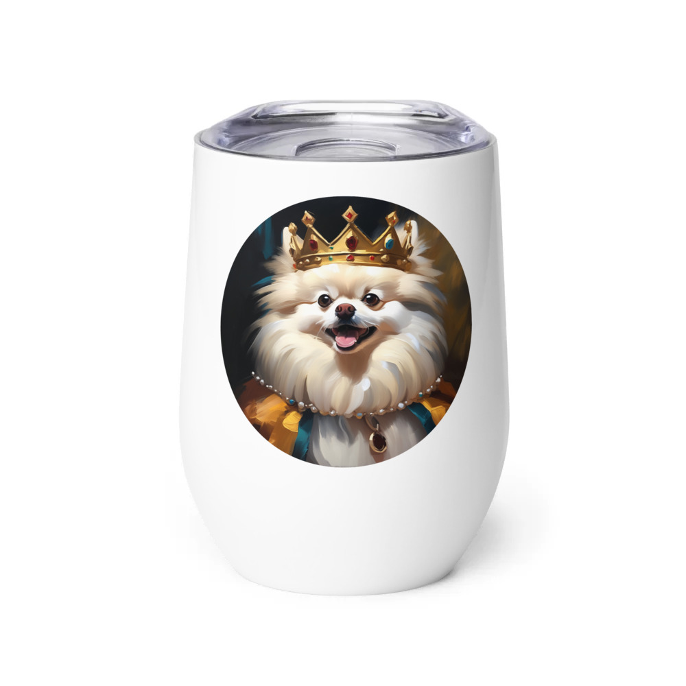 PugMug Custom White Pomeranian Wine Tumbler