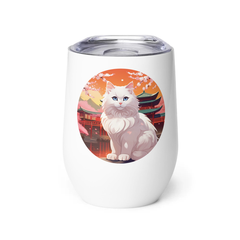 PugMug Custom White Ragdoll Cat Wine Tumbler