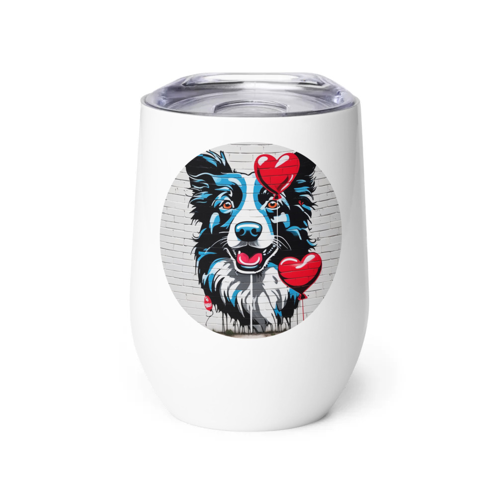 PugMug Custom Border Collie Wine Tumbler