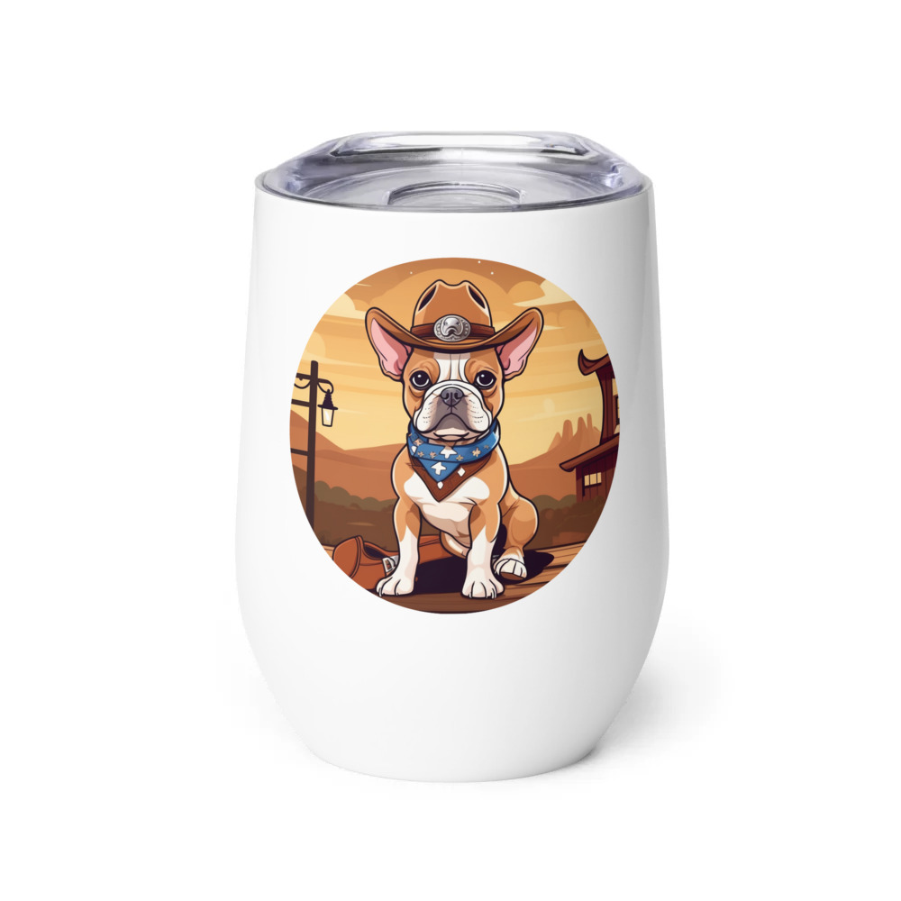 PugMug Custom Tan French Bulldog Wine Tumbler