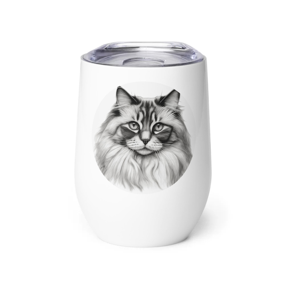 PugMug Custom Tabby Ragdoll Cat Wine Tumbler