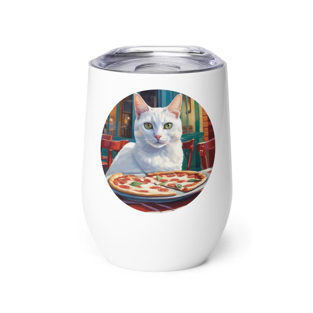 PugMug Custom White Companion Cat Wine Tumbler
