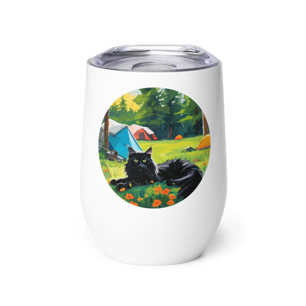 PugMug Custom Black Maine Coon Cat Wine Tumbler