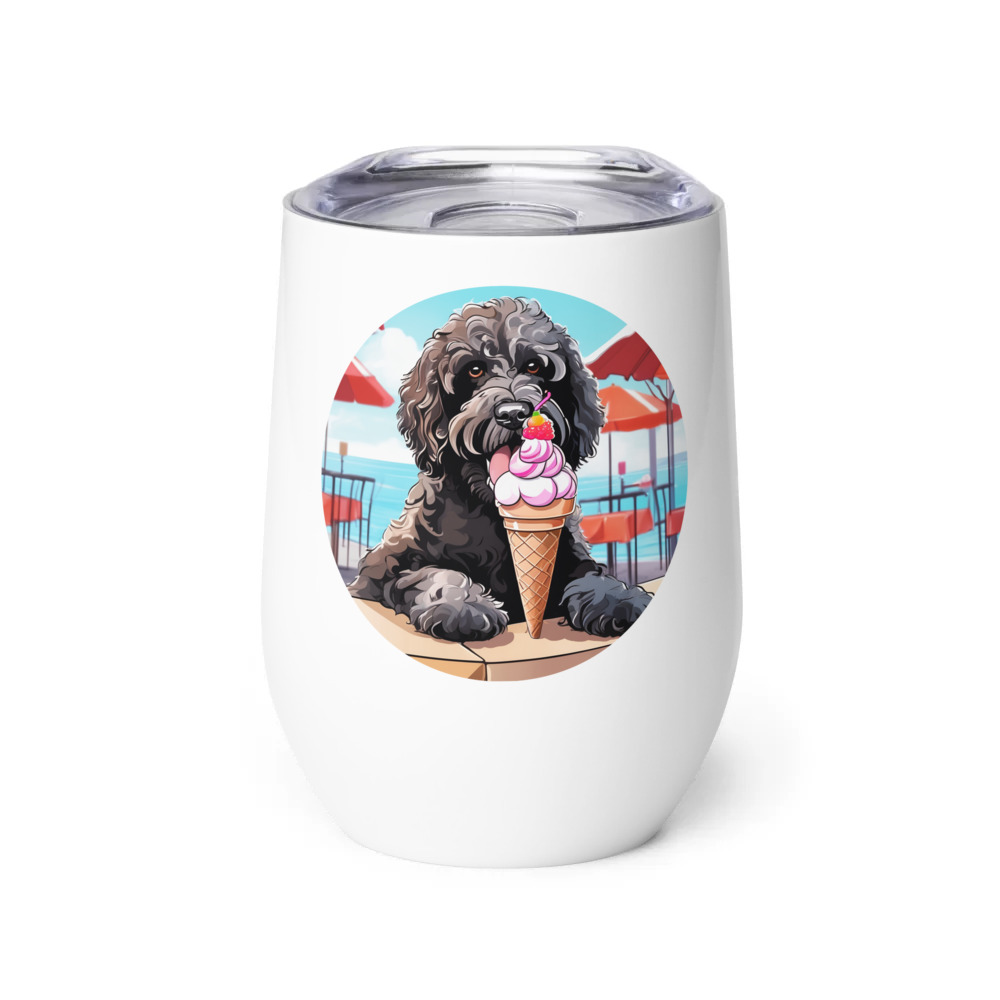 PugMug Custom Portuguese Water Dog Wine Tumbler