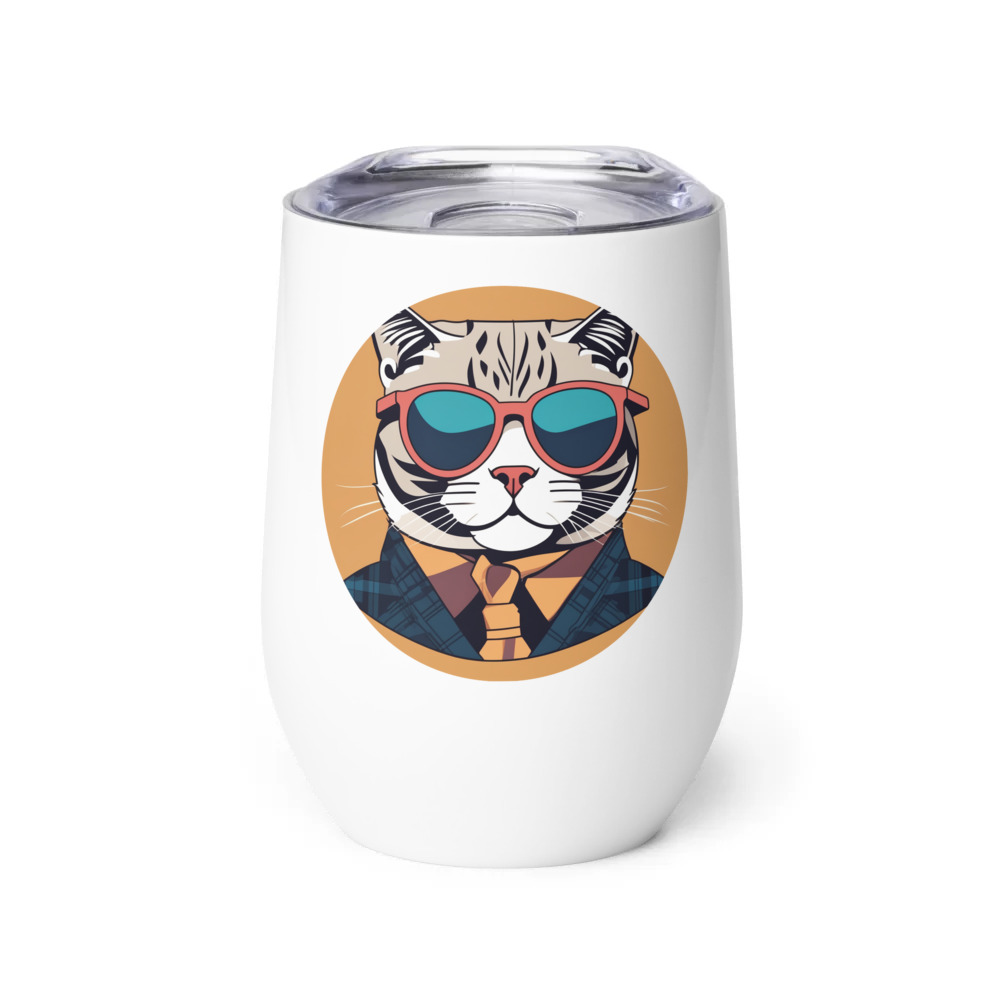 PugMug Custom Tabby Scottish Fold Cat Wine Tumbler