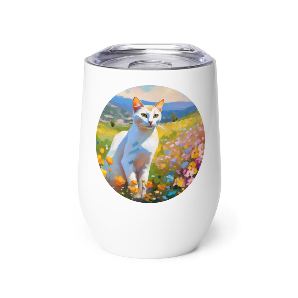 PugMug Custom White Abyssinian Cat Wine Tumbler
