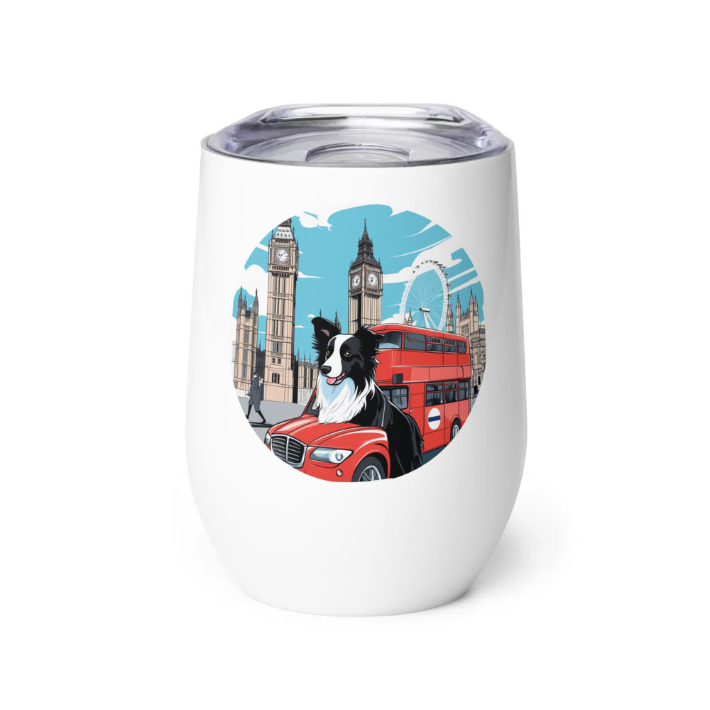 PugMug Custom Border Collie Wine Tumbler